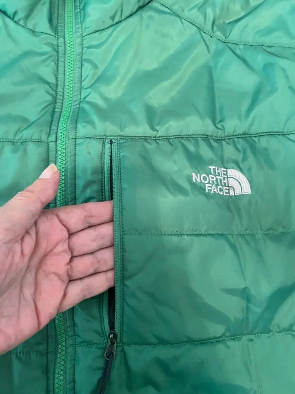The North Face Mens Green Insulated Zip-Up Jacket Lightweight Coat XXL